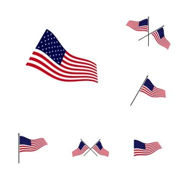 Set of American Flag Vector illustration Design Template. Icon Symbol Stock Illustration