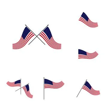 Set of American Flag Vector illustration Design Template. Icon Symbol Stock Illustration