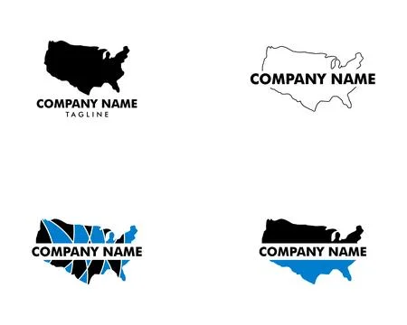 Set of American Map Vector Logo Template Design Stock Illustration