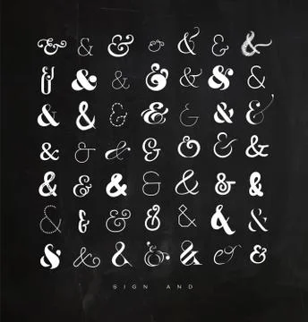 Set ampersands for letters chalk Stock Illustration