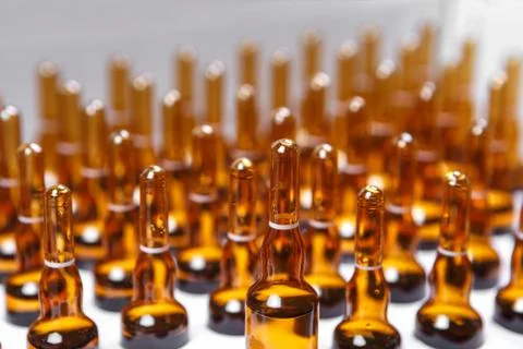 A set of ampoules for injection in a box. Stock Photos