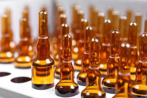 A set of ampoules for injection in a box. Stock Photos