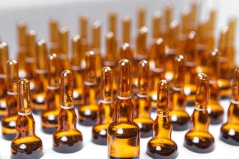 A set of ampoules for injection in a box. Stock Photos