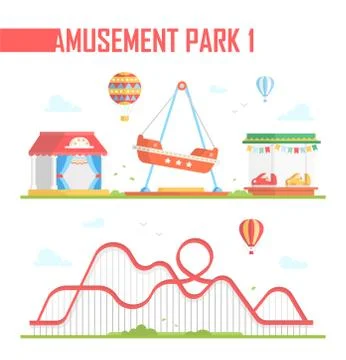 Set of amusement park elements - modern vector illustration 스톡 일러스트