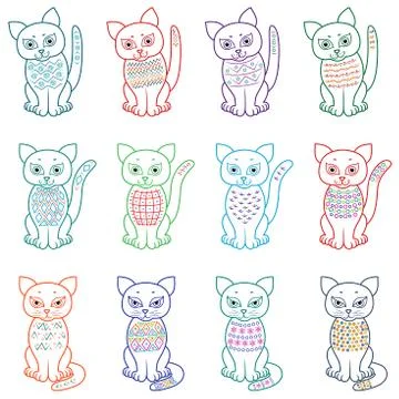 Set of amusing cartoon cats Illustrazione stock
