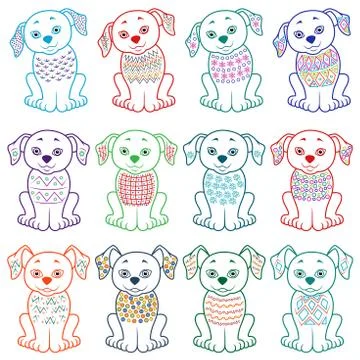 Set of amusing cartoon dogs Illustrazione stock