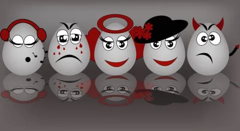 Set amusing eggs Illustrazione stock
