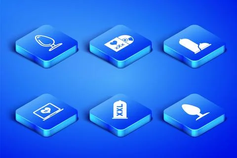 Set Anal plug, Condom safe sex, Laptop with 18 plus content, Disc inscription Stock-Illustration