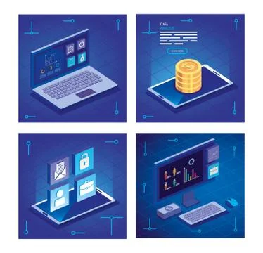 Set analysis data poster with business icons 스톡 일러스트