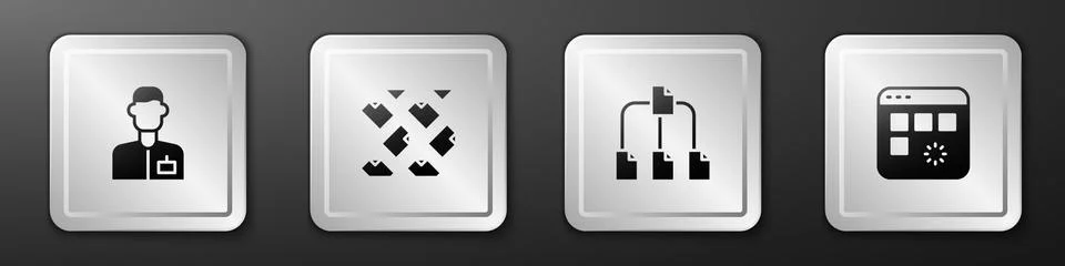 Set Analyst engineer, Data stream, Folder tree and Loading data window icon Stock Illustration