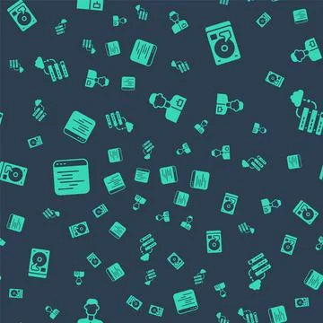 Set Analyst engineer, Hard disk drive HDD, Software and Network cloud connection Stock-Illustration