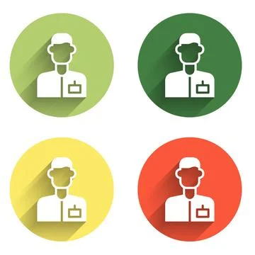 Set Analyst engineer icon isolated with long shadow background. Color circl.. Stock Illustration