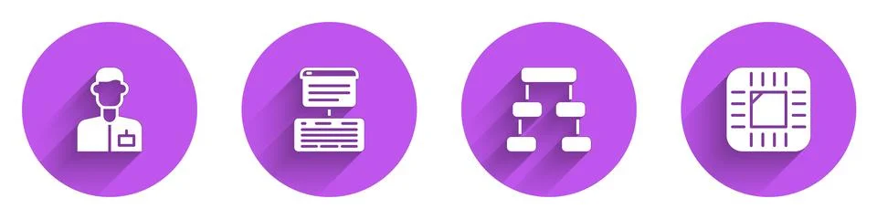 Set Analyst engineer, Server, Data, Web Hosting, Hierarchy organogram chart and Stock Illustration