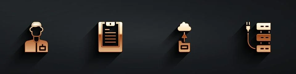 Set Analyst engineer, Server, Data report, Cloud technology data transfer a.. Stock Illustration