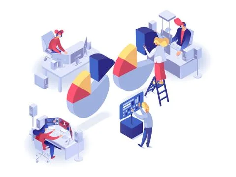 Set of analysts illustration Stock Illustration