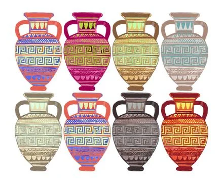 A set of ancient amphorae. Stock Illustration