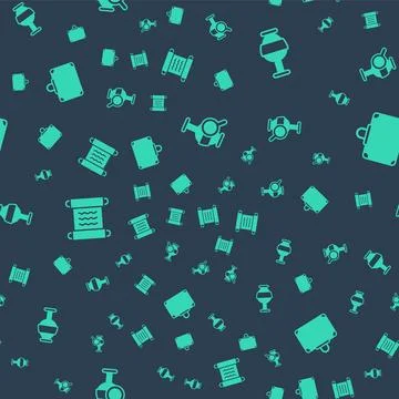 Set Ancient amphorae, Papyrus scroll and Suitcase on seamless pattern. Vector Stock Illustration