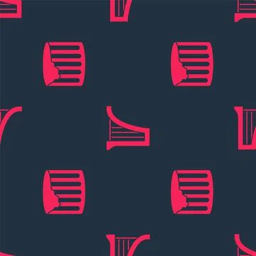 Set Ancient column and Harp on seamless pattern. Vector Illustrazione stock