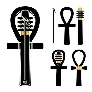 Set of ancient egypt silhouettes Illustrazione stock