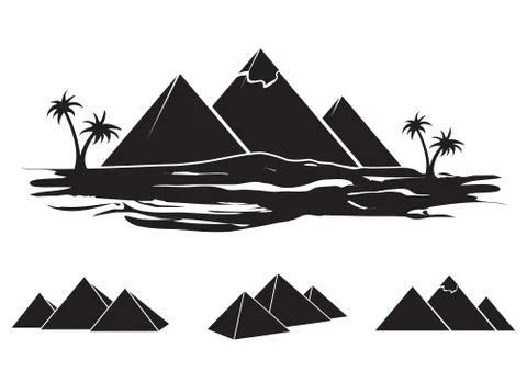 Set of ancient egypt silhouettes Stock Illustration