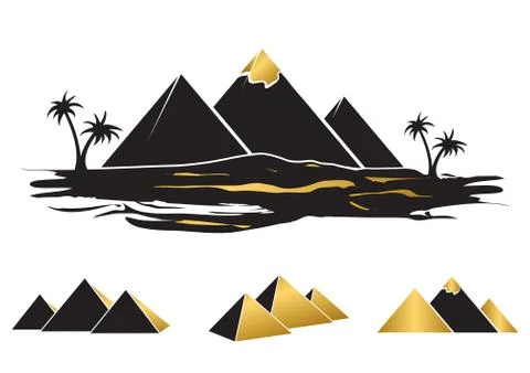 Set of ancient egypt silhouettes Stock Illustration
