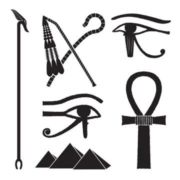 Set of ancient egypt silhouettes Stock Illustration