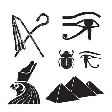 Set of ancient egypt silhouettes Stock Illustration