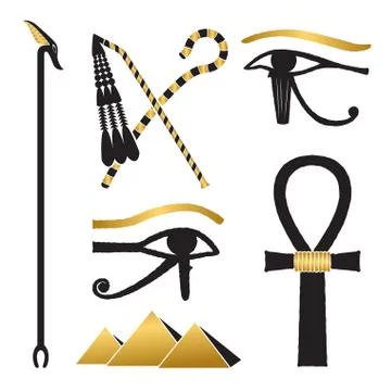 Set of ancient egypt silhouettes Illustrazione stock