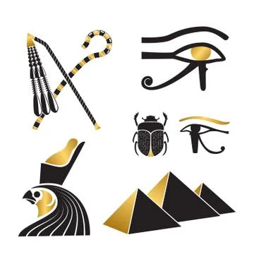 Set of ancient egypt silhouettes Stock Illustration