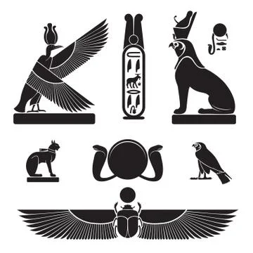 Set of ancient egypt silhouettes Stock Illustration