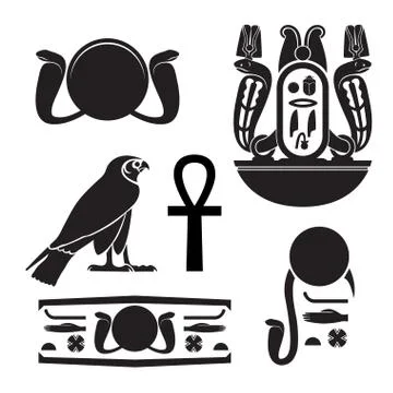 Set of ancient egypt silhouettes Stock Illustration