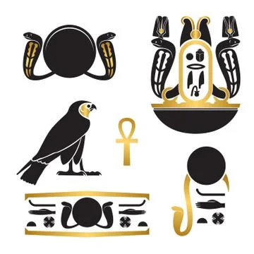 Set of ancient egypt silhouettes Stock Illustration