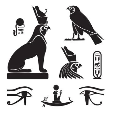Set of ancient egypt silhouettes Stock Illustration
