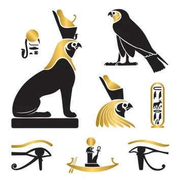 Set of ancient egypt silhouettes Stock Illustration
