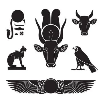 Set of ancient egypt silhouettes Stock Illustration