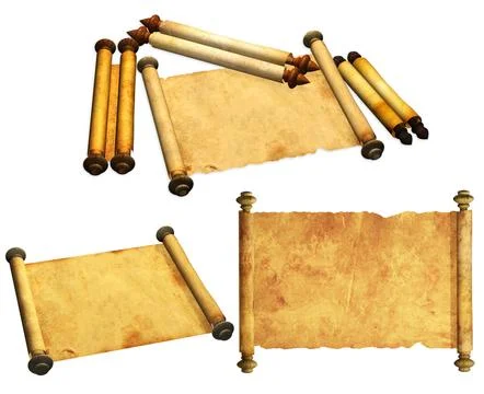 Set of ancient scrolls Stock Illustration