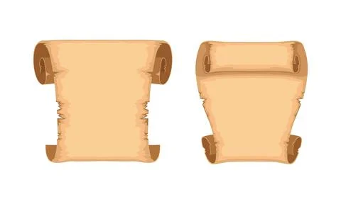 Set of Ancient Scrolls, Old Paper Parchments with Space for Text Vector Stock Illustration