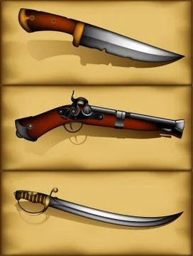 Set of ancient weapon Illustrazione stock