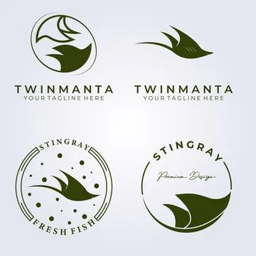 Set and bundle of animals sea , stingray logo vector illustration design grap Stock Illustration