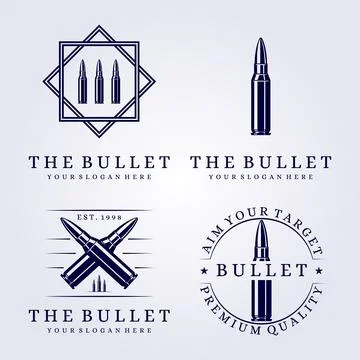 Set and bundle of bullet icon symbol logo, isolated bullet brand icon circle  Stock Illustration