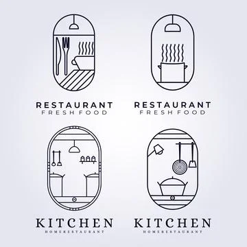 Set and bundle of chef , cafe, kitchen, restaurant logo vector illustration d Stock Illustration