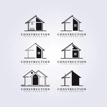 Set and bundle of construction industry logo icon symbol vector illustration  Stock Illustration