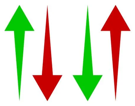 Set of up and down arrows in green and red Stock Illustration