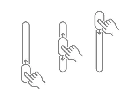 Set of up and down swipe line icons. On, off toggle slider control elements Illustrazione stock