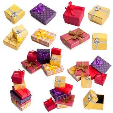 Set and gift boxes collection Stock Photos