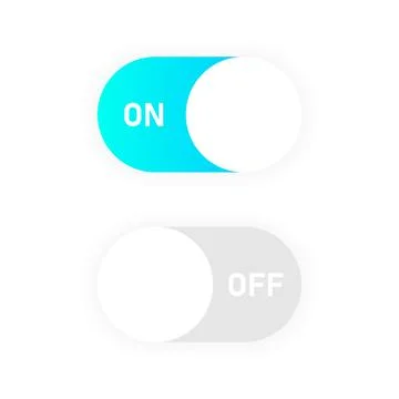 Set of On and Off toggle switch buttons. Modern flat style on white backgroun Stock Illustration