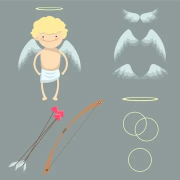 A set for angel boy Stock Illustration