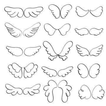 Set of angel wings on a white background. Calligraphy Vector illustration EPS10 Illustrazione stock
