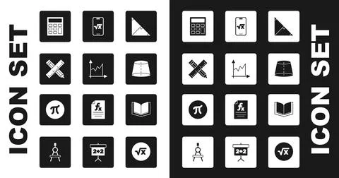 Set Angle bisector of a triangle, Graph, schedule, chart, diagram, Crossed ruler Illustrazione stock