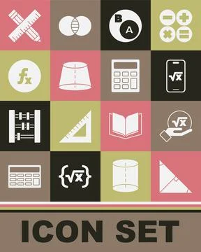 Set Angle bisector of a triangle, Square root x glyph, Subsets, math, subset 스톡 일러스트